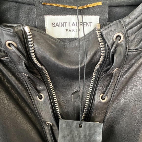 YSL Saint Laurent Leather Jacket Hoodie rare - Picture 6 of 7